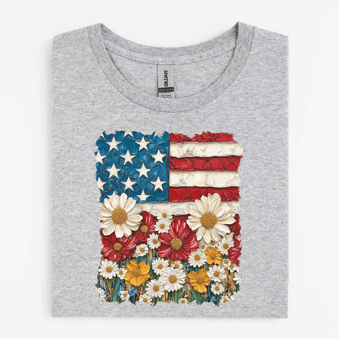 Coquette Floral American Flag Graphic Tee