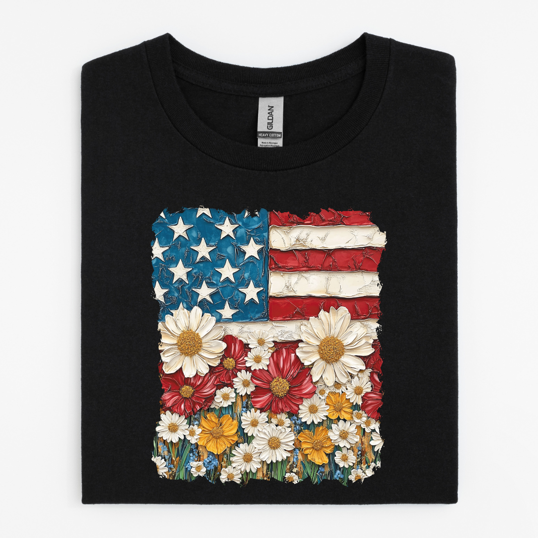 Coquette Floral American Flag Graphic Tee