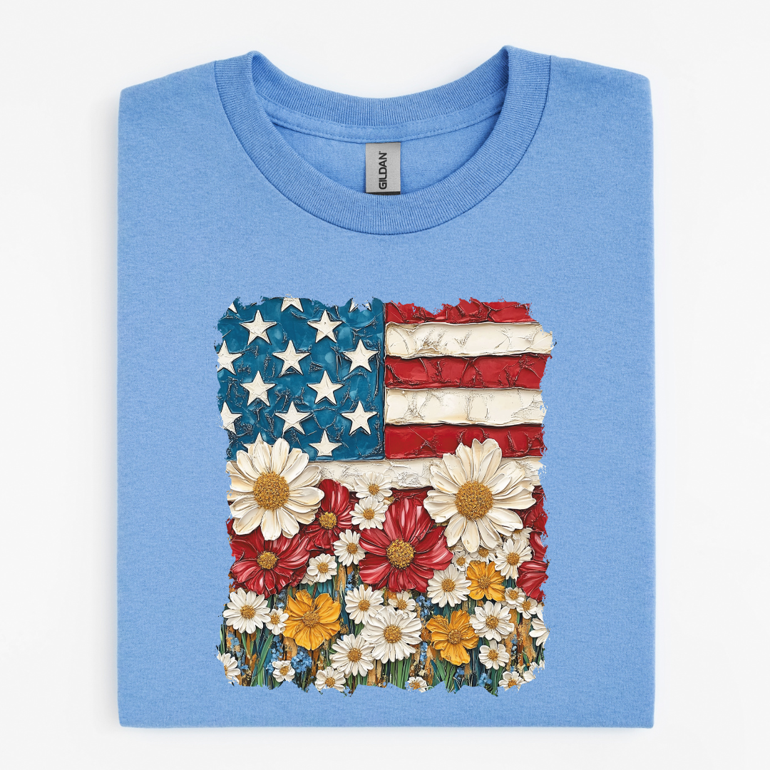 Coquette Floral American Flag Graphic Tee