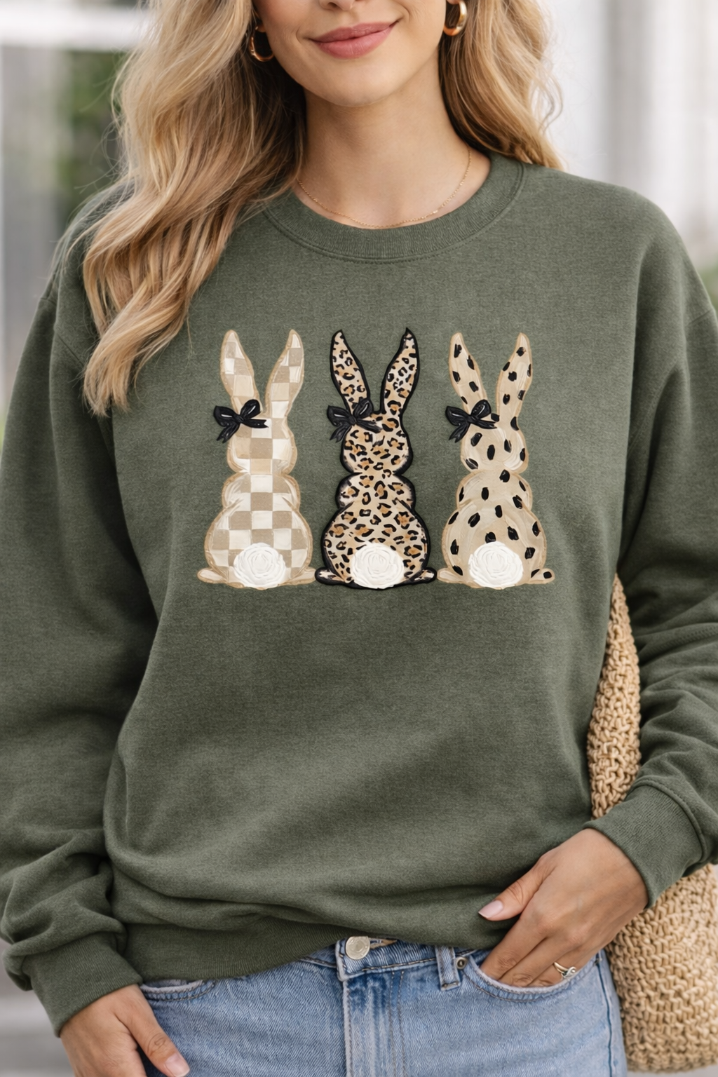 Neutral Bunny Crewneck Sweatshirt