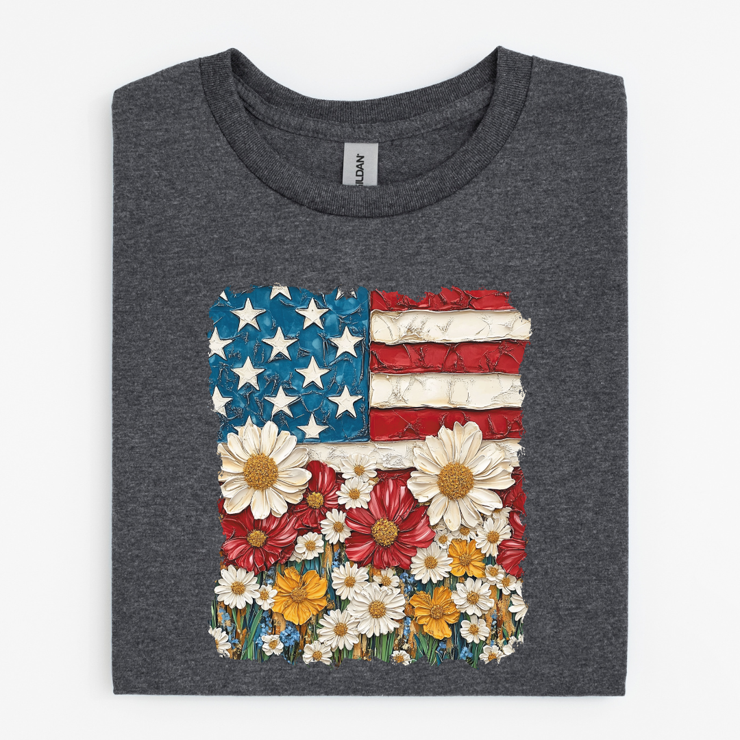 Coquette Floral American Flag Graphic Tee