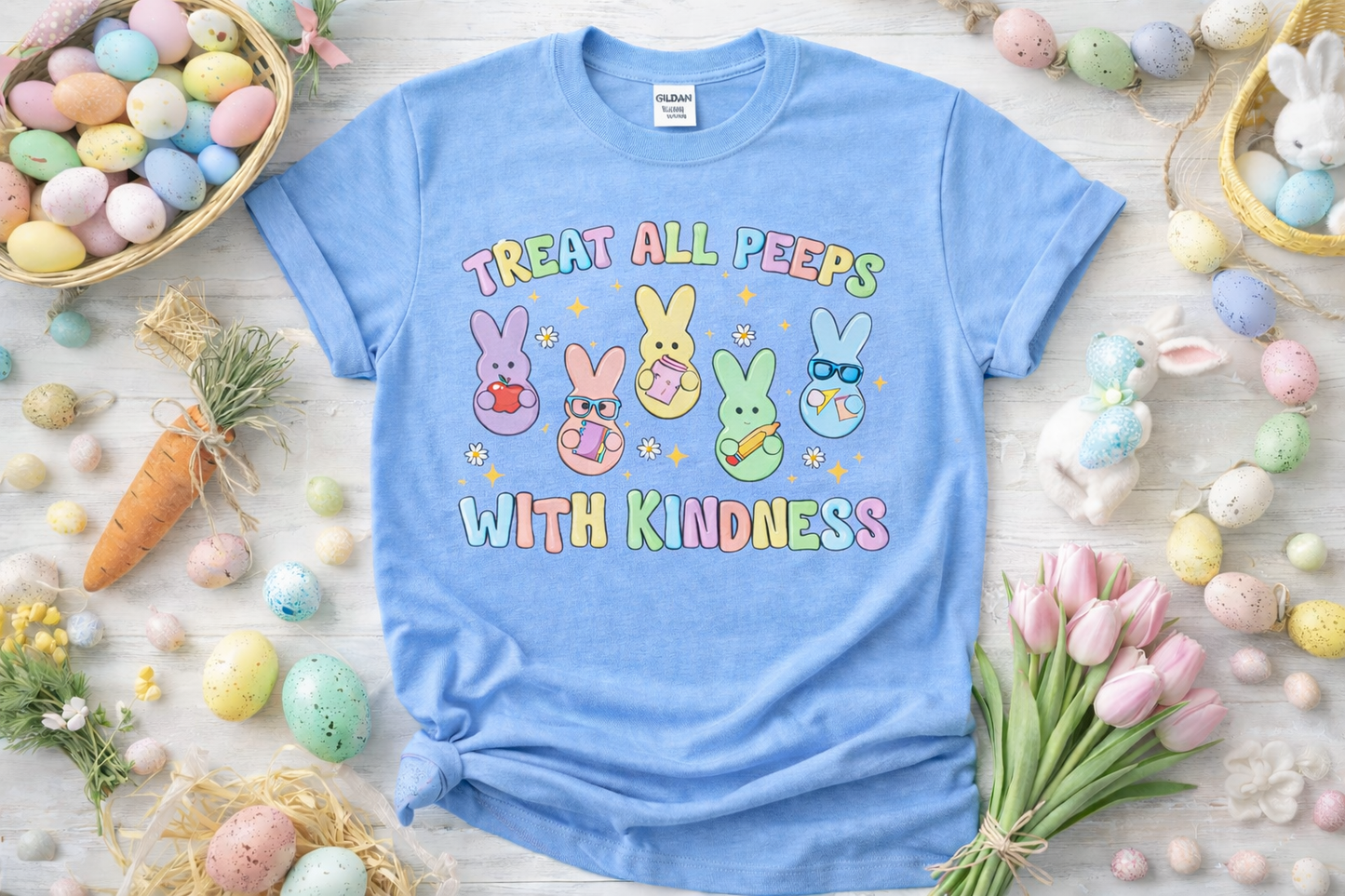 Teacher Easter Shirt – Treat All Peeps With Kindness Softstyle T-Shirt