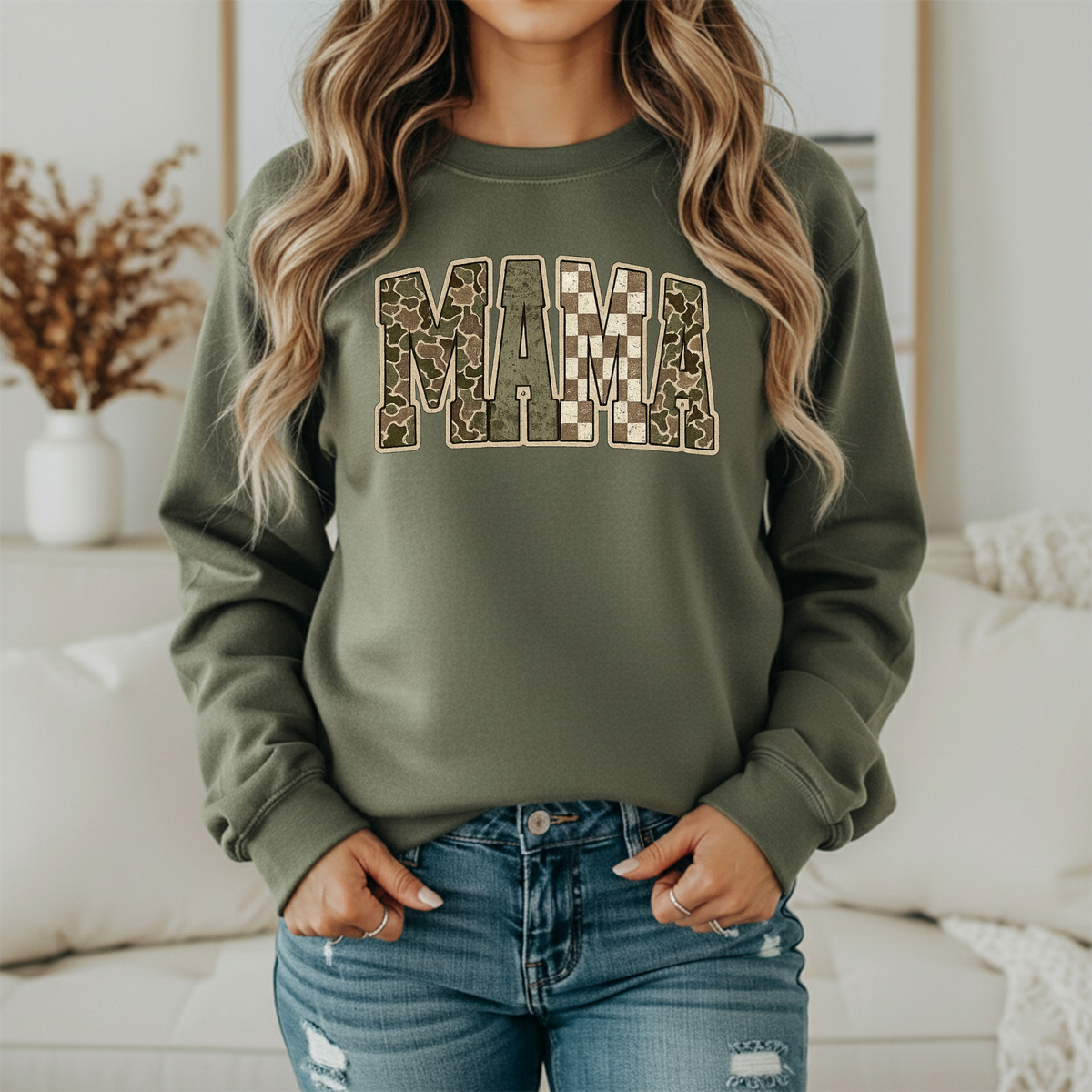 Mama Camo | Hunting Mama Crewneck Sweatshirt