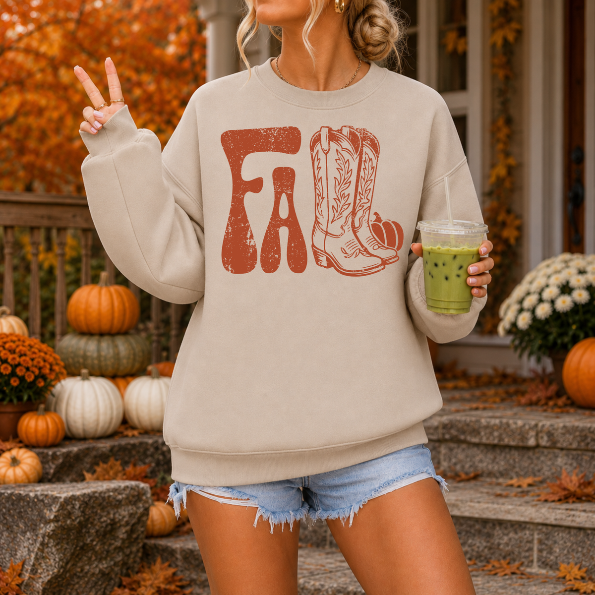 Fall Cowboy Boots & Pumpkin | Fall Apparel