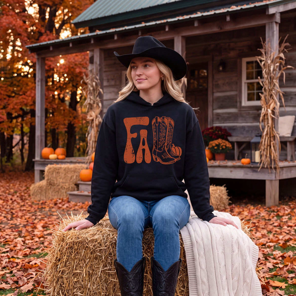 Fall Cowboy Boots & Pumpkin | Fall Apparel