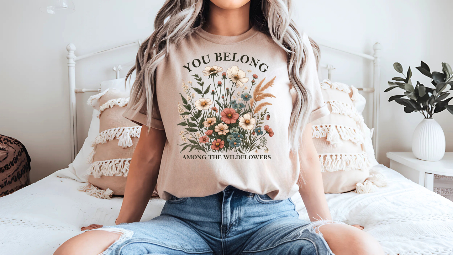 You Belong Among the Wildflowers Graphic Tee – G64000 Unisex Softstyle T-Shirt
