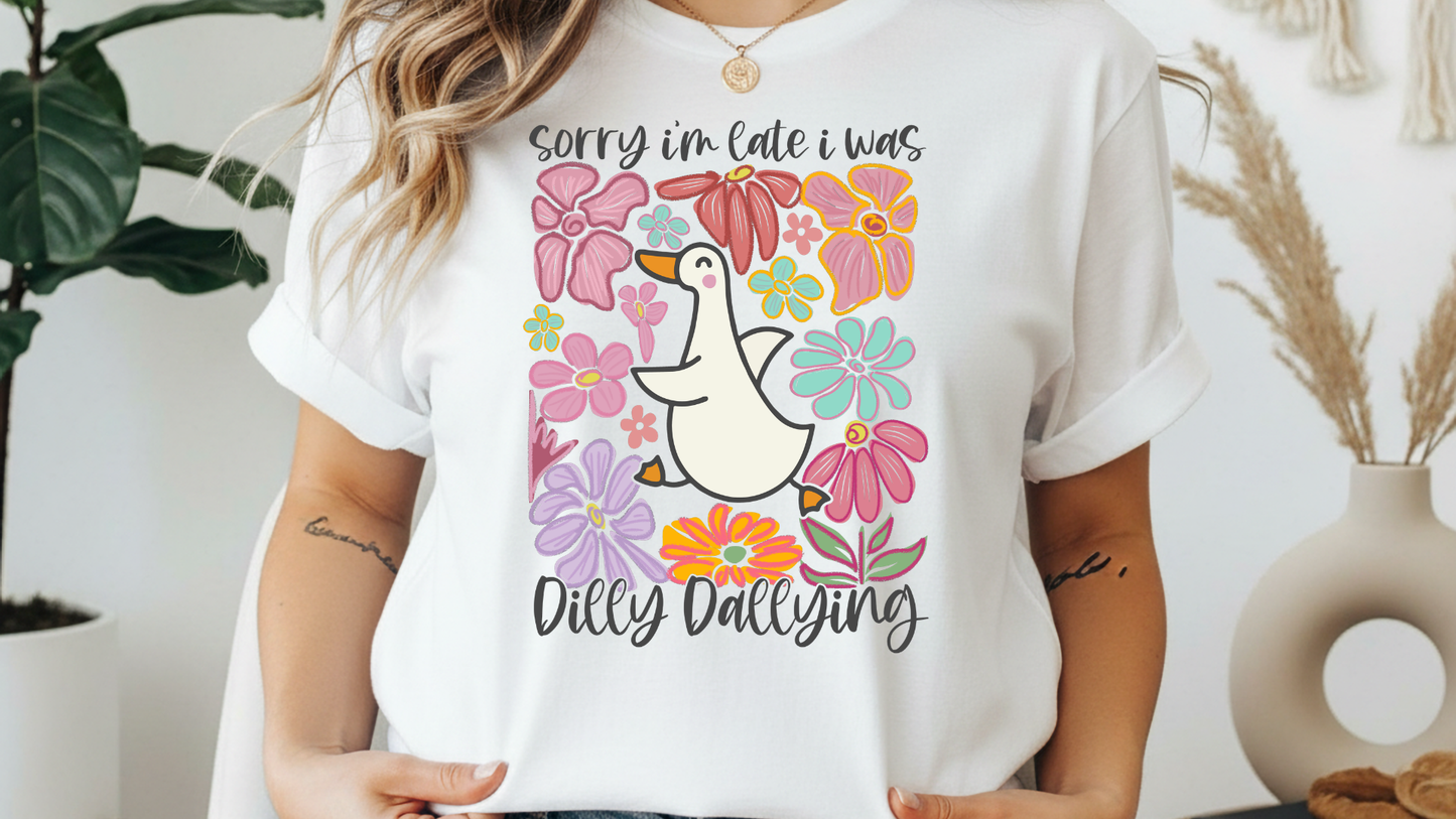 Sorry I’m Late, I Was Dilly Dallying Graphic Tee – G64000 Unisex Softstyle T-Shirt