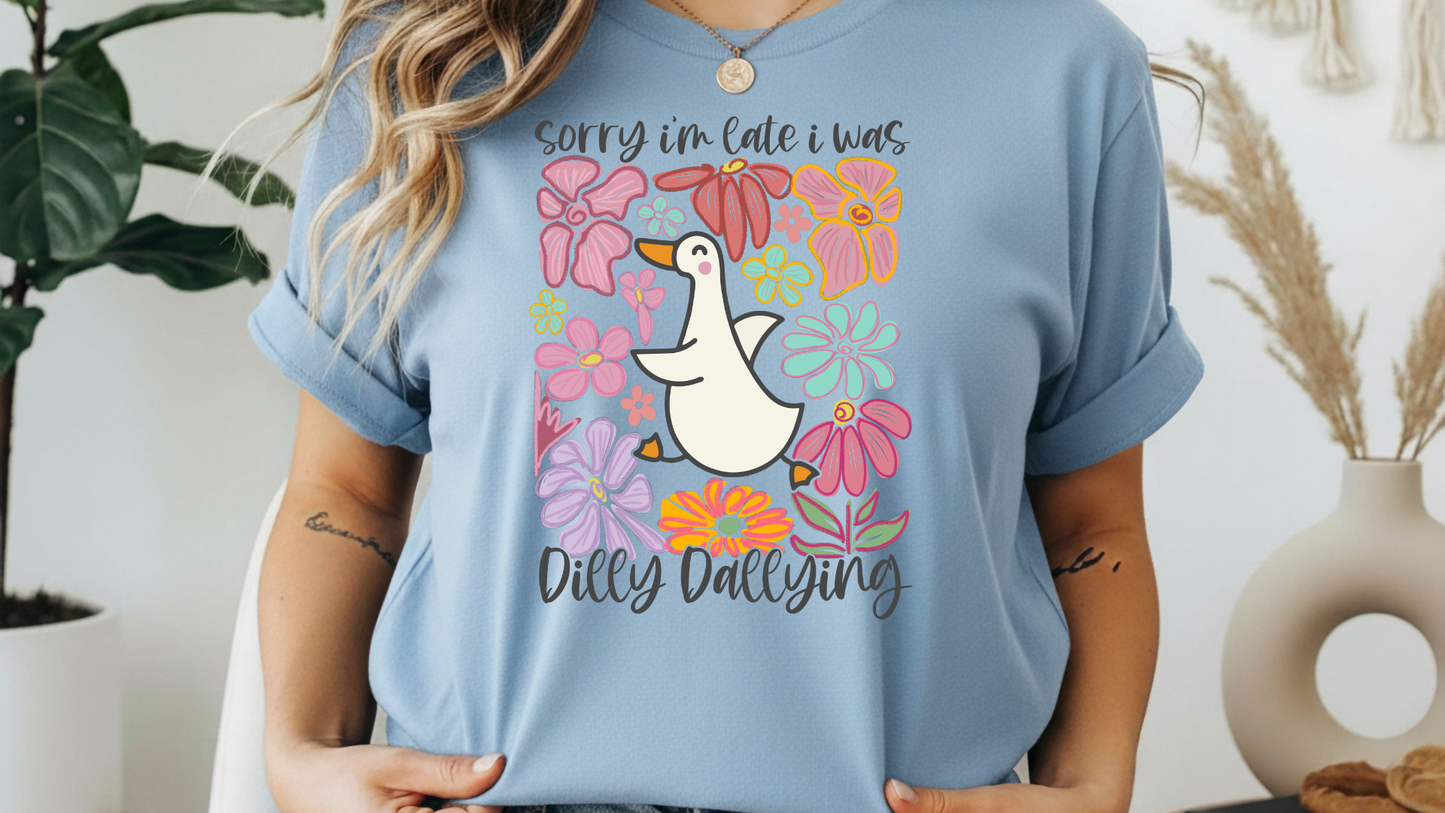Sorry I’m Late, I Was Dilly Dallying Graphic Tee – G64000 Unisex Softstyle T-Shirt