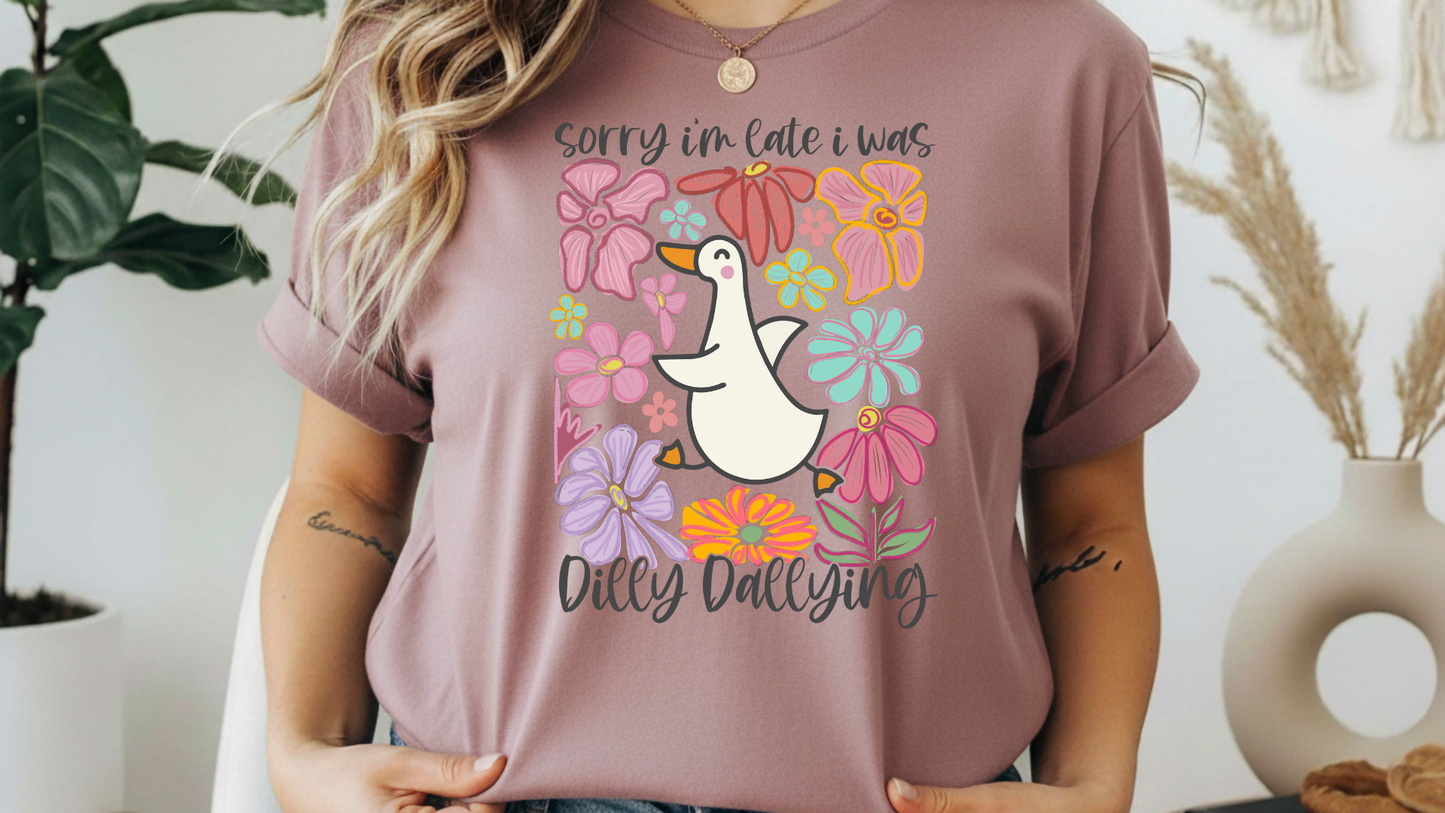 Sorry I’m Late, I Was Dilly Dallying Graphic Tee – G64000 Unisex Softstyle T-Shirt
