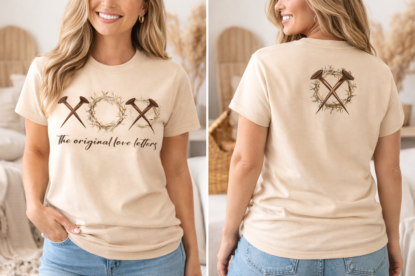 Christian Easter Shirt – “The Original Love Letters” Faith T-Shirt Front and Back Design Softstyle T-Shirt