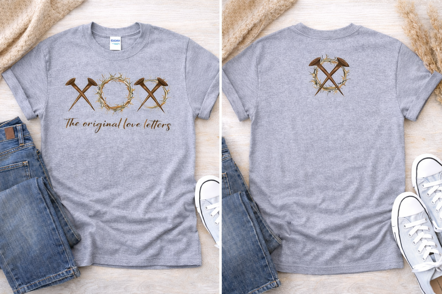 Christian Easter Shirt – “The Original Love Letters” Faith T-Shirt Front and Back Design Softstyle T-Shirt