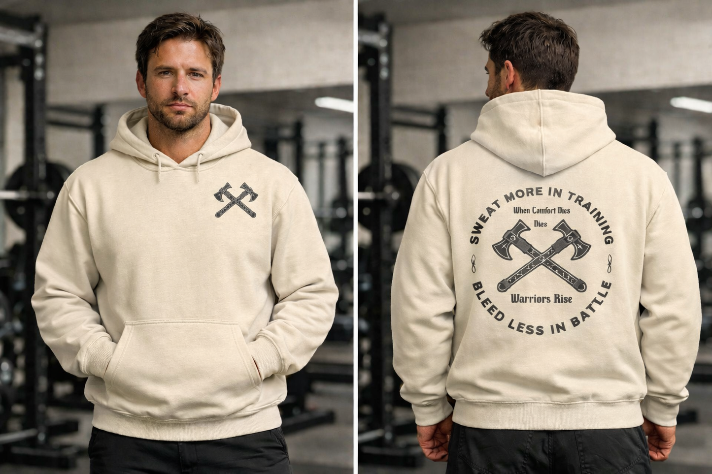 Warriors Rise Hoodie – Train Harder Heavy Blend– Front & Back Design