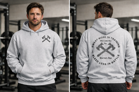 Warriors Rise Hoodie – Train Harder Heavy Blend– Front & Back Design