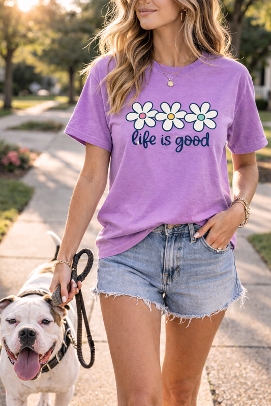 Life Is Good Daisy Tee – Comfort Colors Premium Tee