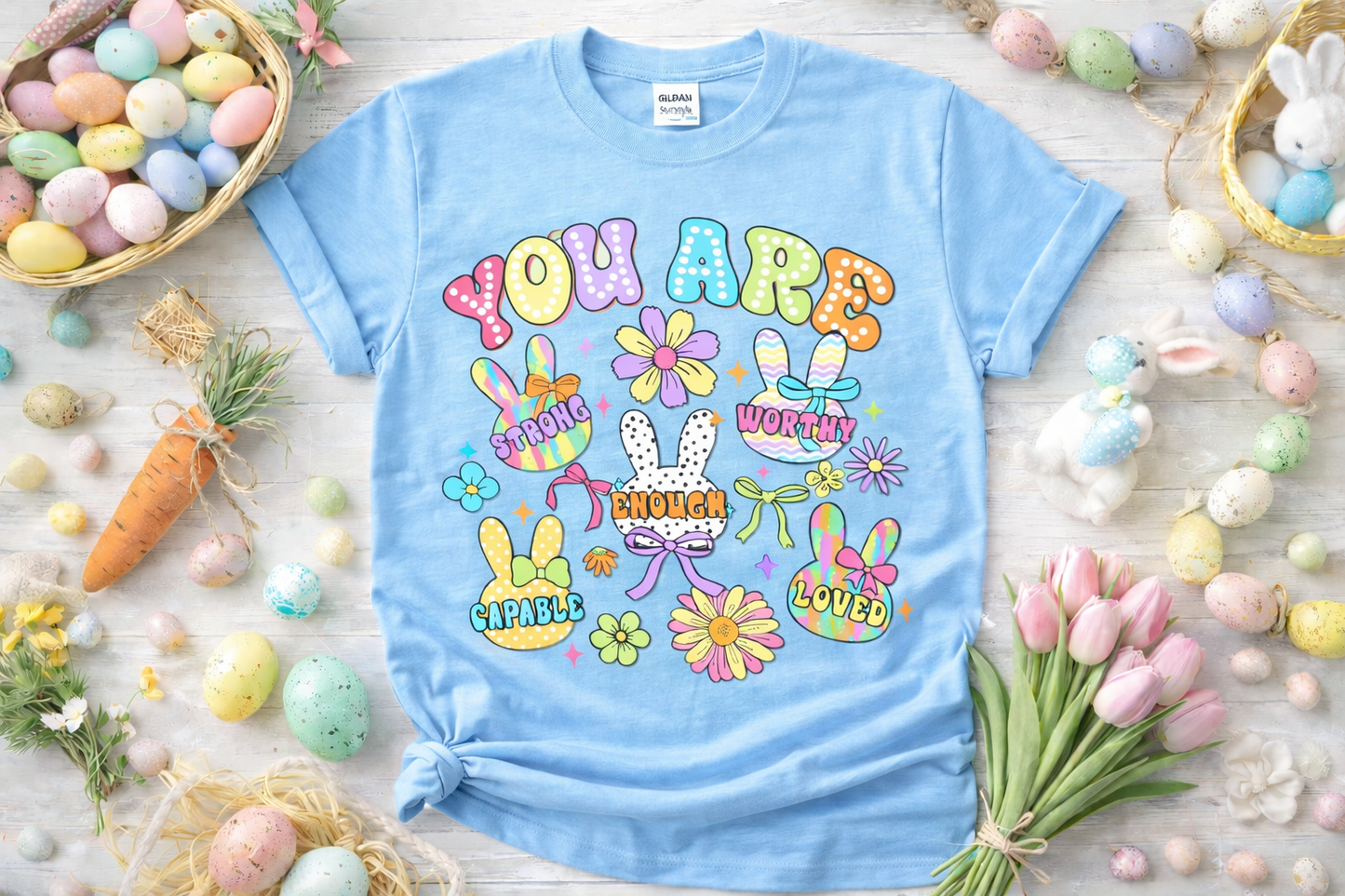 You Are Strong Enough Worthy Loved – Easter Affirmation Softstyle T-Shirt