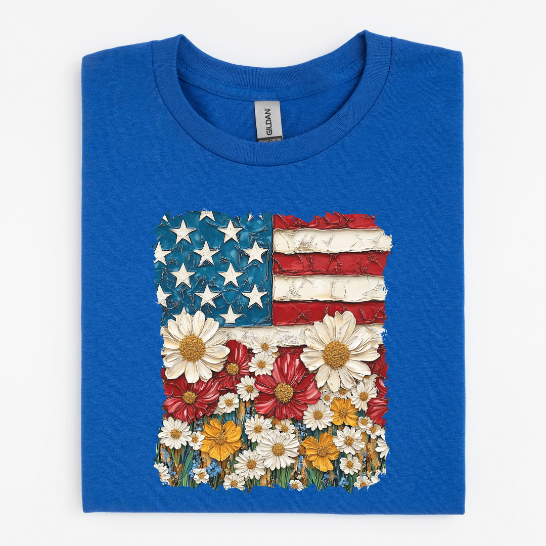 Coquette Floral American Flag Graphic Tee