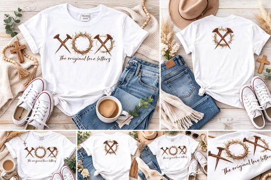 Christian Easter Shirt – “The Original Love Letters” Faith T-Shirt Front and Back Design Softstyle T-Shirt