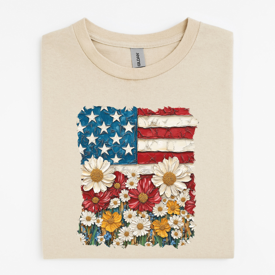Coquette Floral American Flag Graphic Tee
