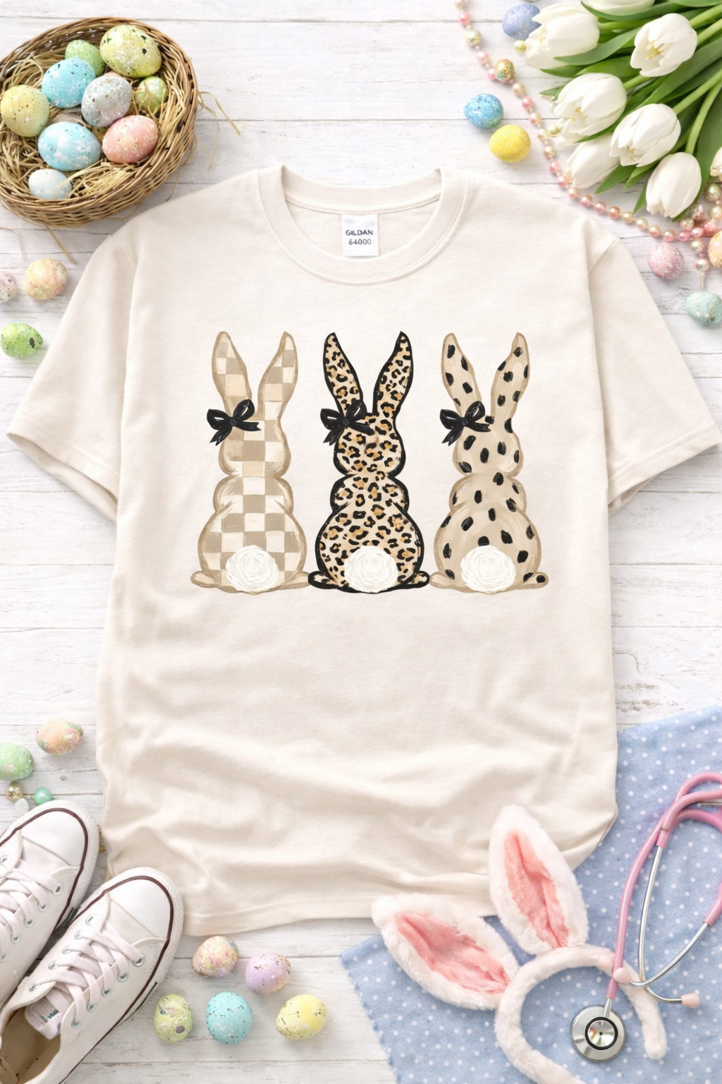 Neutral Bunny Graphic Softstyle T-Shirt