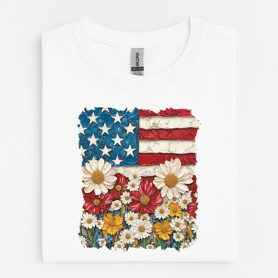 Coquette Floral American Flag Graphic Tee