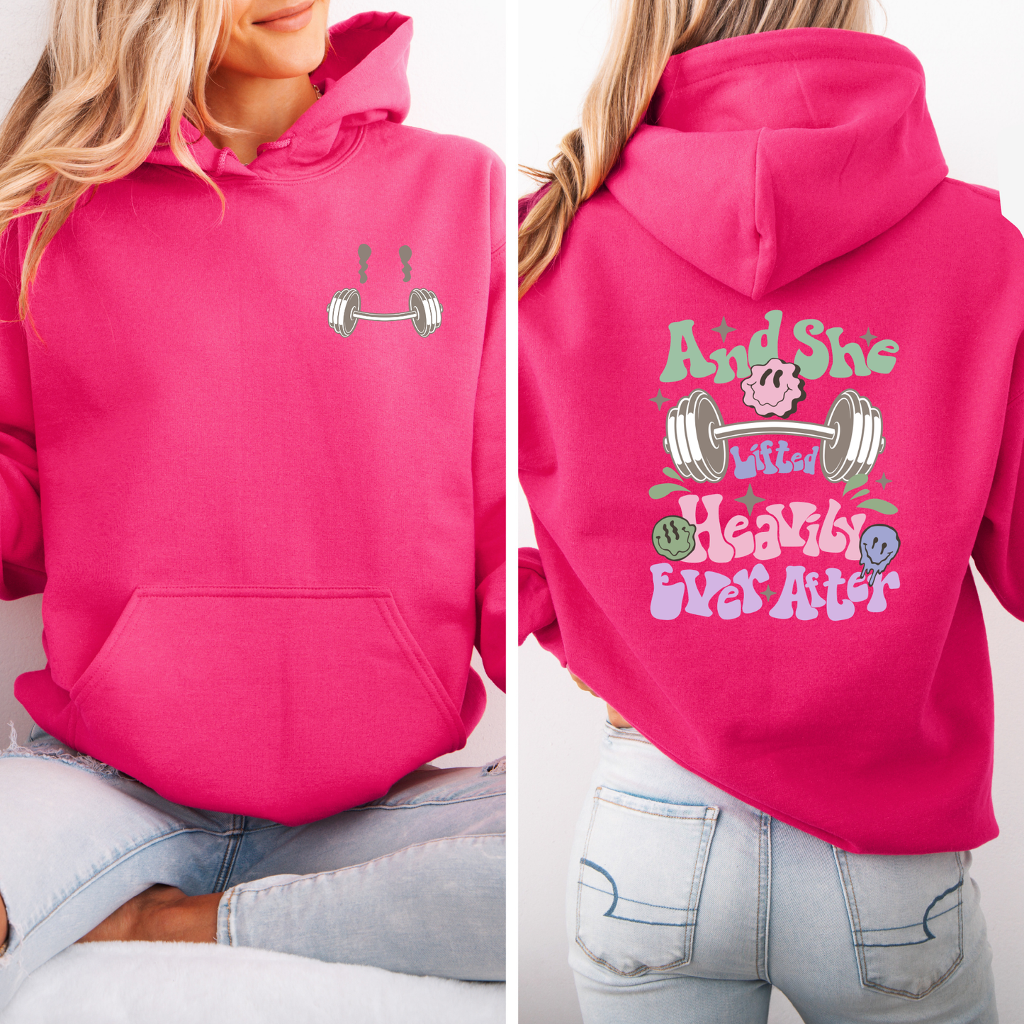 And She Lifted Happily Ever After Sweatshirt-Front and Back Design